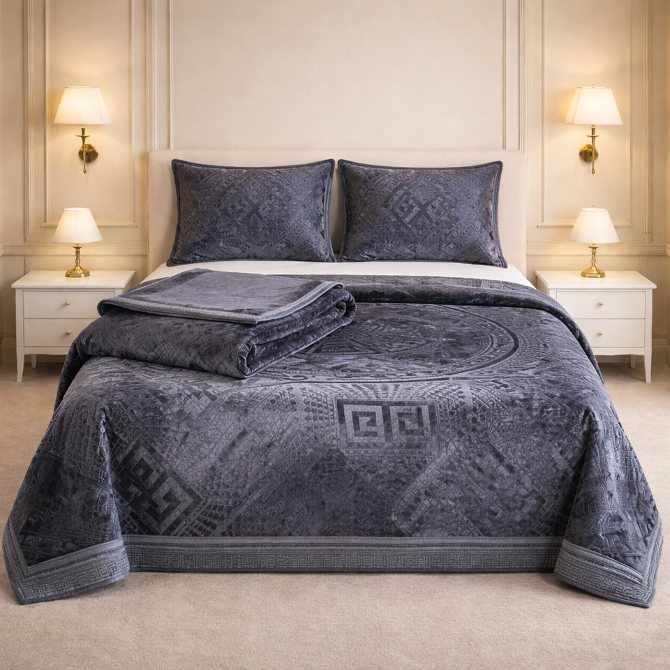 Principessa Cloud 4 Pcs Bed Spread Cloudy Set Box - Gray colour