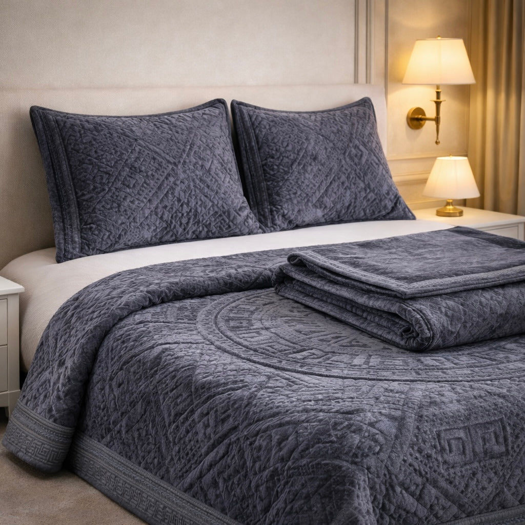 Principessa Cloud 4 Pcs Bed Spread Cloudy Set Box - Gray colour