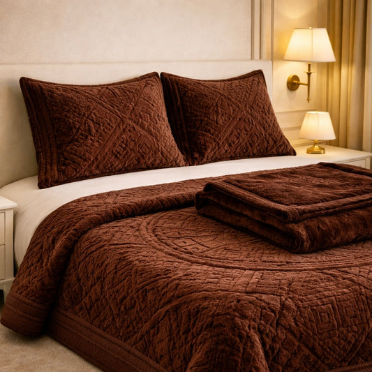 Principessa Cloud 4 Pcs Bed Spread Cloudy Set Box - Brown Colour