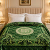 Regalia Crest Double Bed Blanket 2 Ply - Green Colour