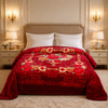 Regalia Crest Double Bed Blanket 2 Ply - Ruby Red Colour