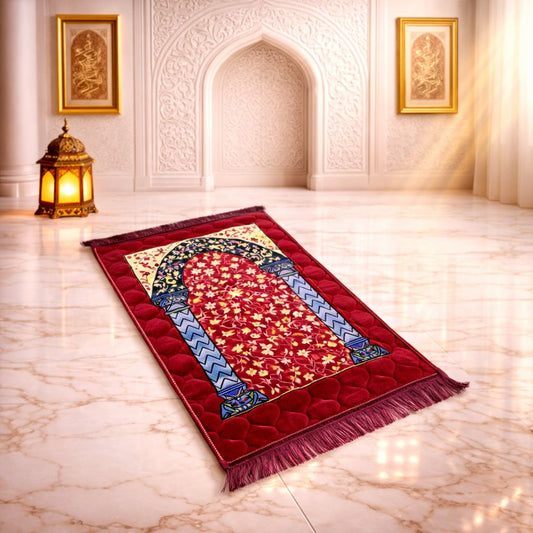 Rehmat Quilted Prayer Mat - Mahroon Colour