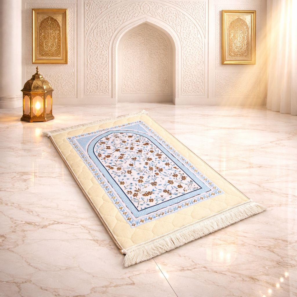 Rehmat Quilted Prayer Mat - Light Beige Colour