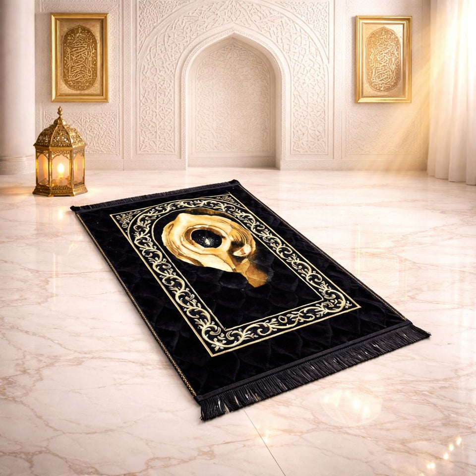 Rehmat Quilted Prayer Mat - Black Colour