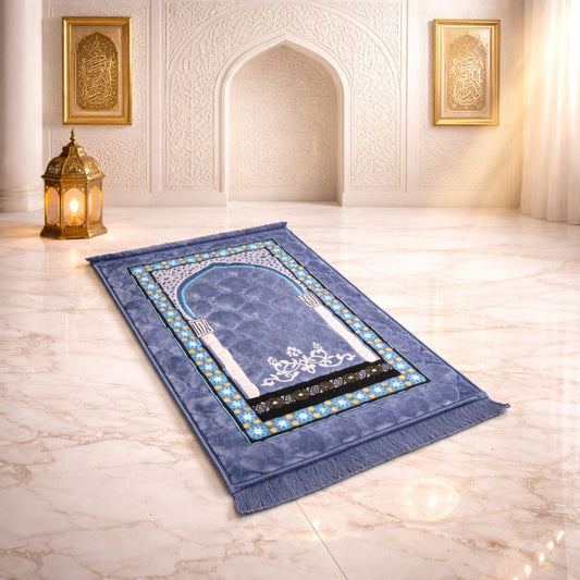 Rehmat Quilted Prayer Mat - Steel Blue Colour