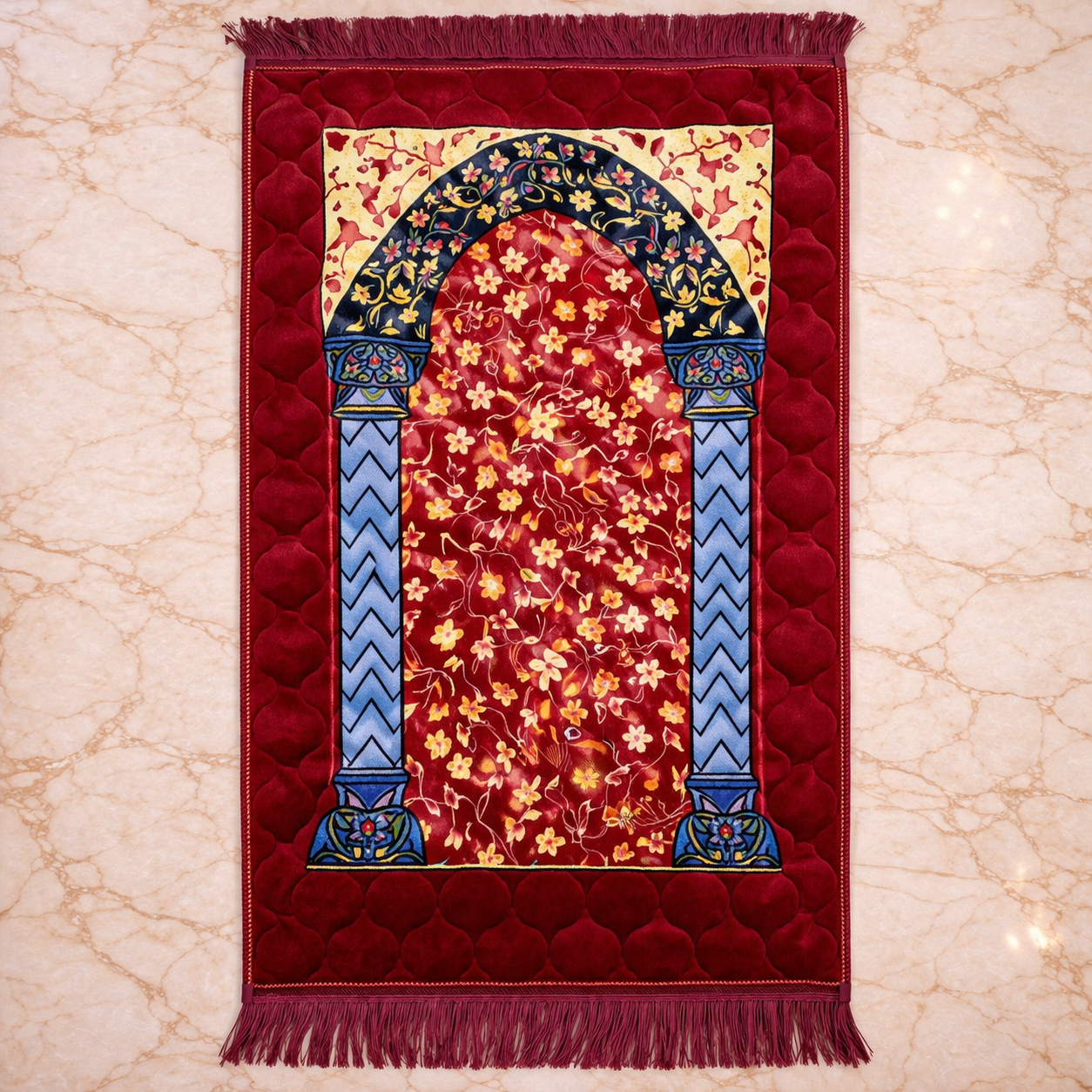 Rehmat Quilted Prayer Mat - Mahroon Colour