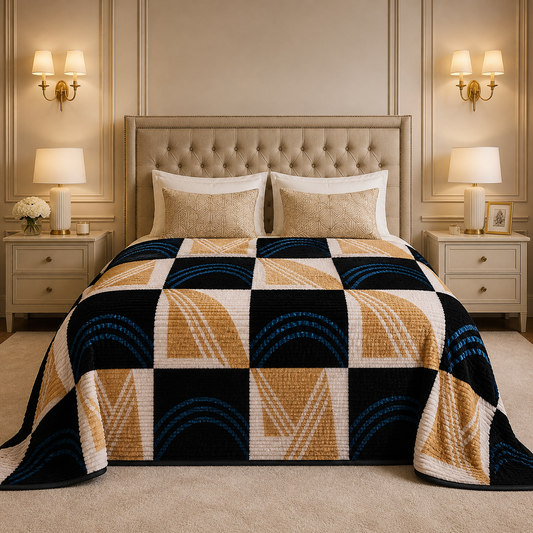 Solthera Cool Fluff Fleece King Size Blanket 1 Ply Box - Blue & off White Colour
