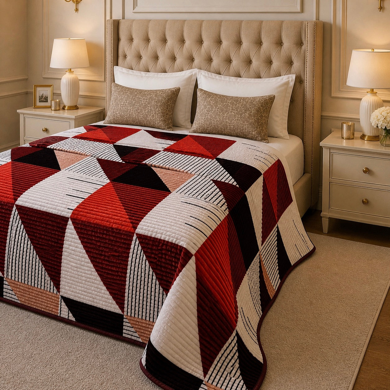 Solthera Cool Fluff Fleece King Size Blanket 1 Ply Box - Red Colour