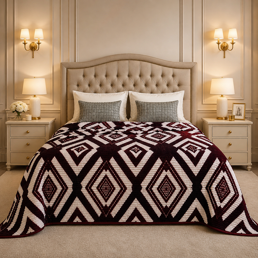 Solthera Cool Fluff Fleece King Size Blanket 1 Ply Box - Maroon Colour