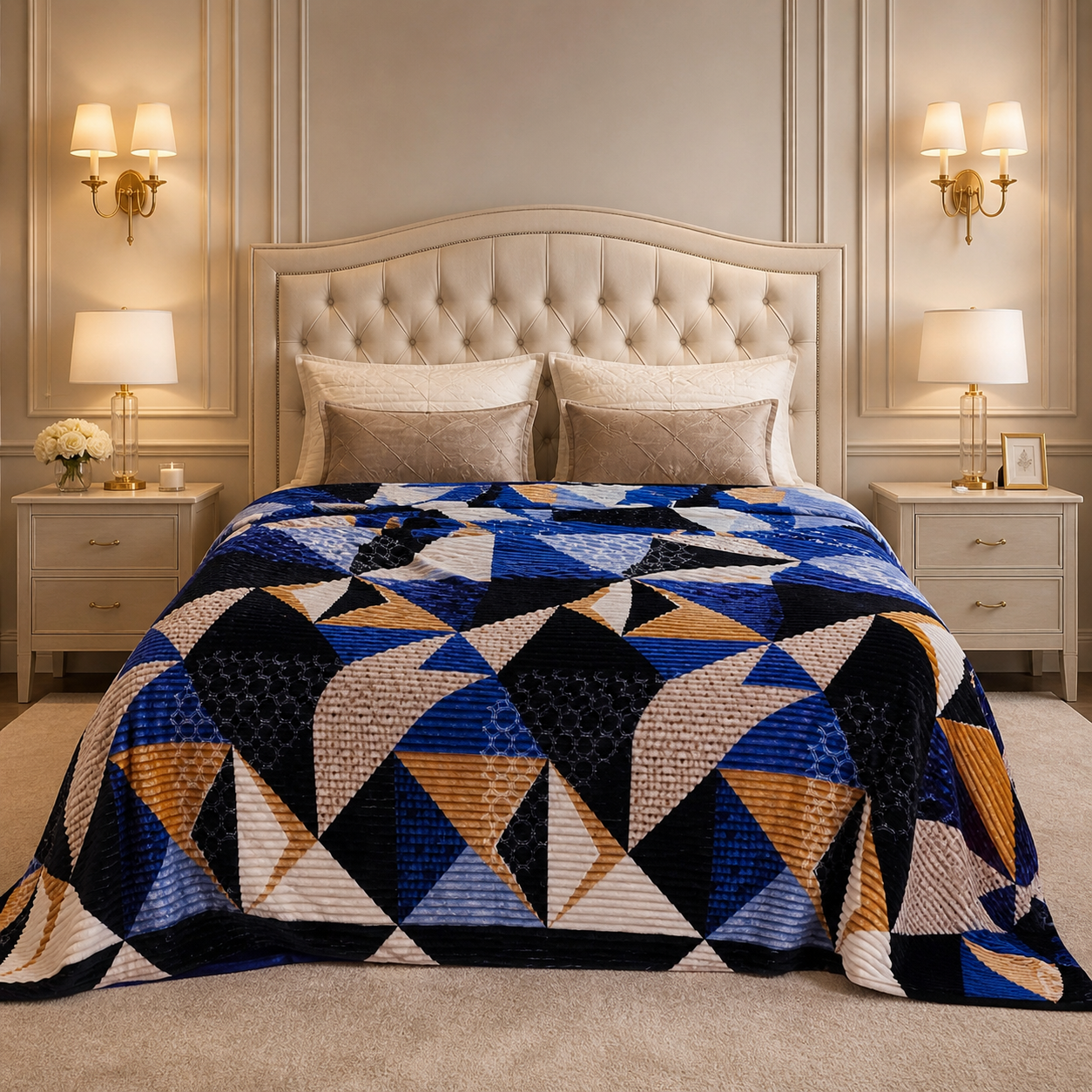 Solthera Cool Fluff Fleece King Size Blanket 1 Ply Box - Multi Colour