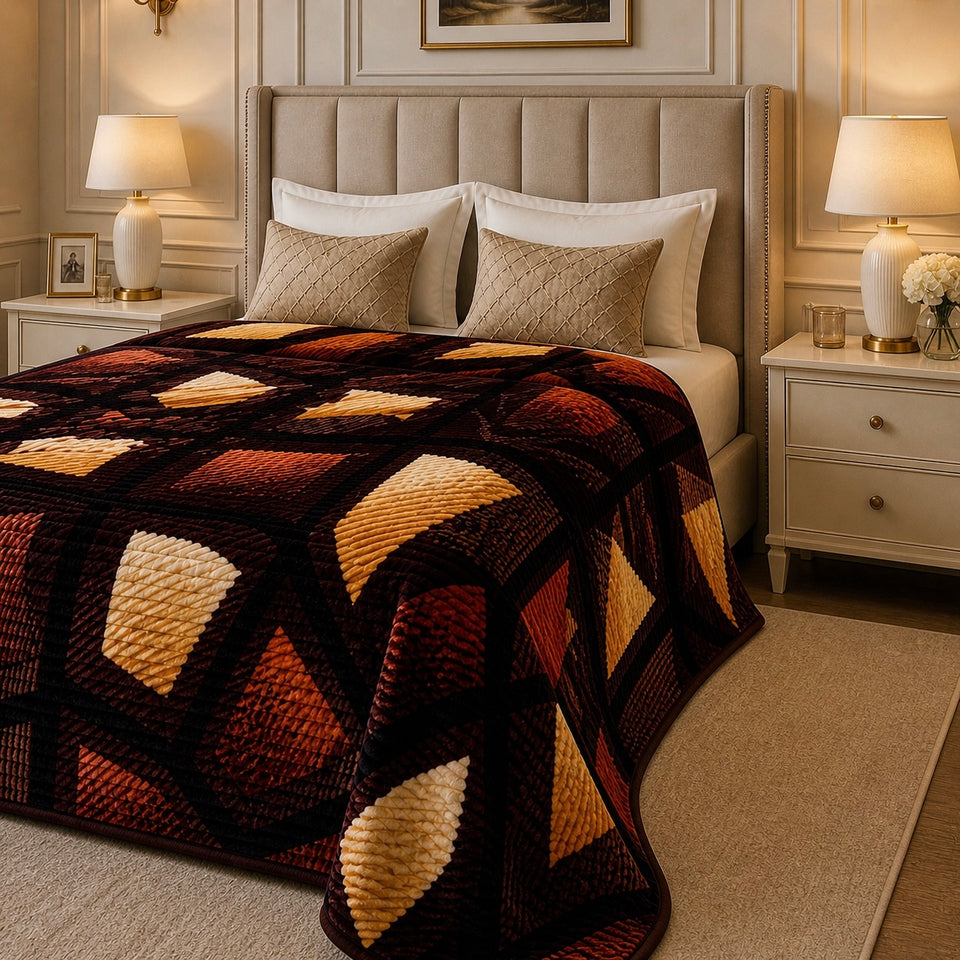 Solthera Cool Fluff Fleece King Size Blanket 1 Ply Box - Brown Colour