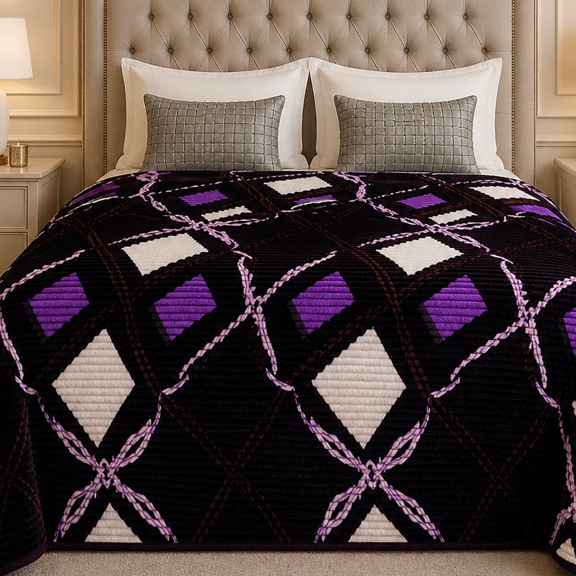 Solthera Cool Fluff Fleece King Size Blanket 1 Ply Box - Black Colour