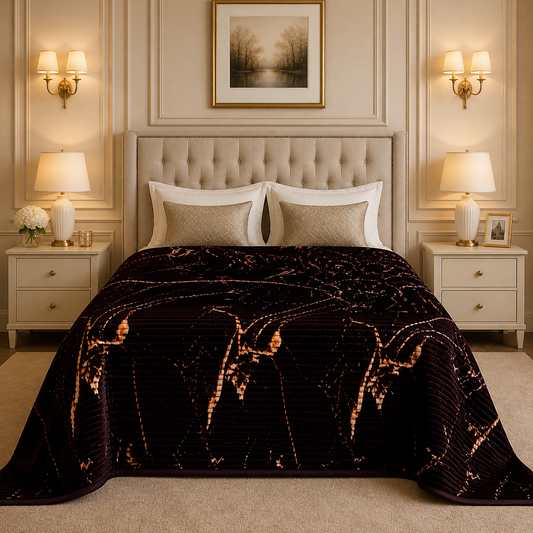 Solthera Cool Fluff Fleece King Size Blanket 1 Ply Box - Dark Brown Colour