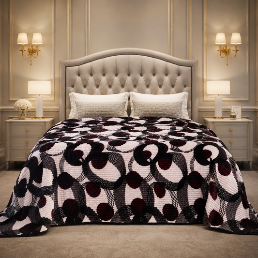 Solthera Cool Fluff Fleece King Size Blanket 1 Ply Box - Black & Off White Colour