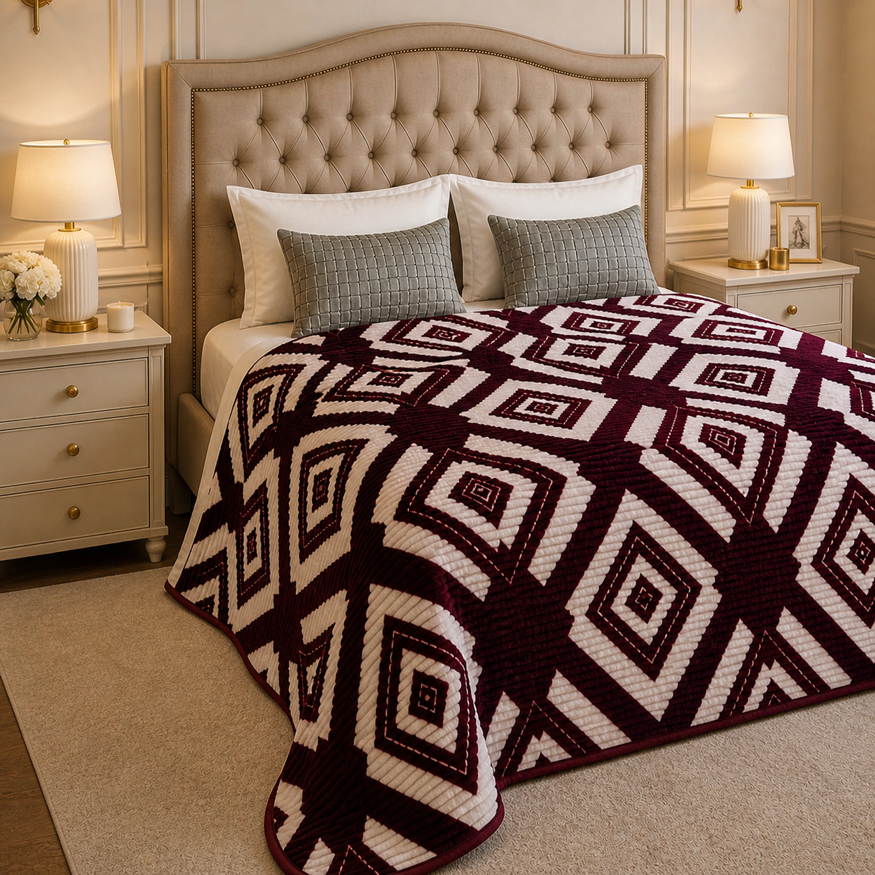 Solthera Cool Fluff Fleece King Size Blanket 1 Ply Box - Maroon Colour