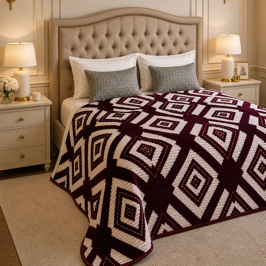Solthera Cool Fluff Fleece King Size Blanket 1 Ply Box - Maroon Colour