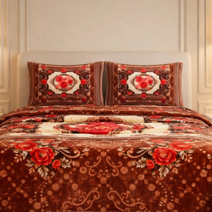 Sona Heritage 4 PCS Bed Spread Set  Box - Rust Red Colour