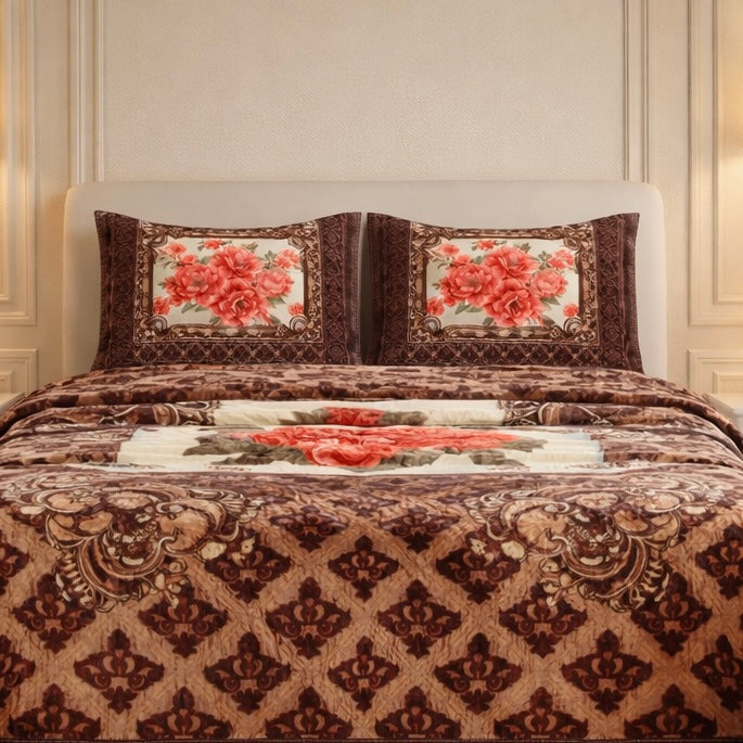 Sona Heritage 4 PCS Bed Spread Set  Box - Rust Orange Colour
