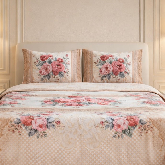 Sona Heritage 4 PCS Bed Spread Set  Box - Fawn Colour