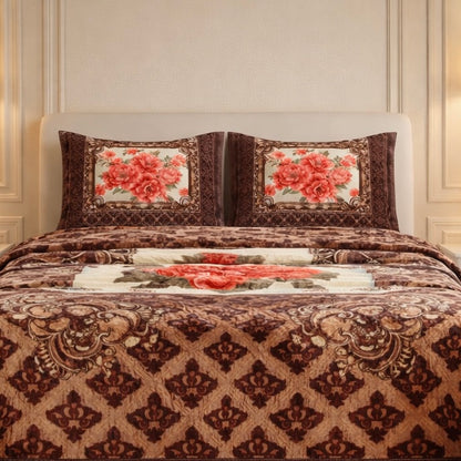 Sona Heritage 4 Pcs Bed Spread Set Box - Brown Colour