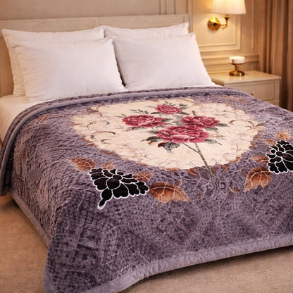 Sona Heritage Double Bed Cloudy Blanket 2 Ply  - Muted Mulberry Colour