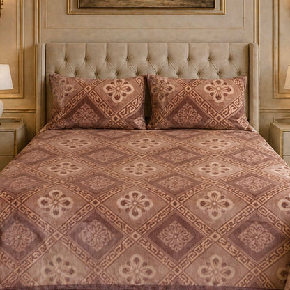SonataCloud 4 Pcs Fleece Bed Spread Set - Sandy Beige Colour