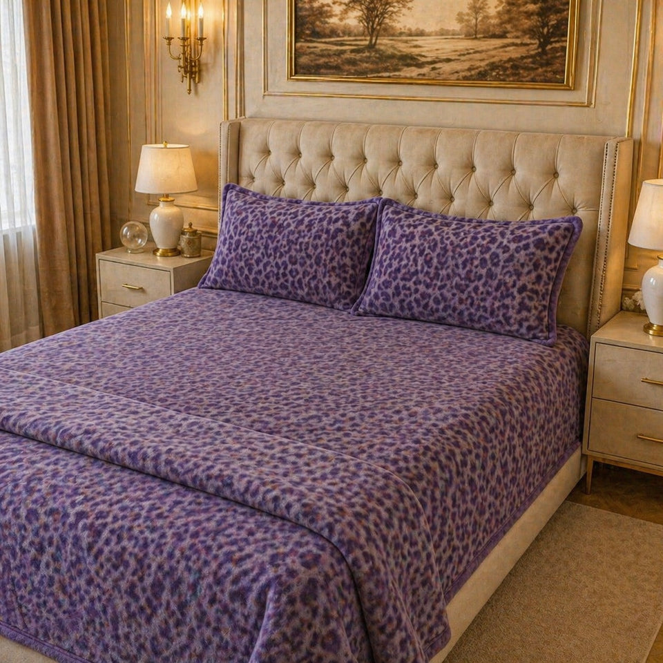 SonataCloud 4 Pcs Fleece Bed Spread Set - Old Lavender Colour