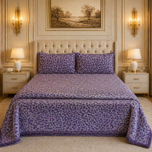 SonataCloud 4 Pcs Fleece Bed Spread Set - Old Lavender Colour 