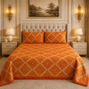 SonataCloud 4 Pcs Fleece Bed Spread Set - Orange Colour