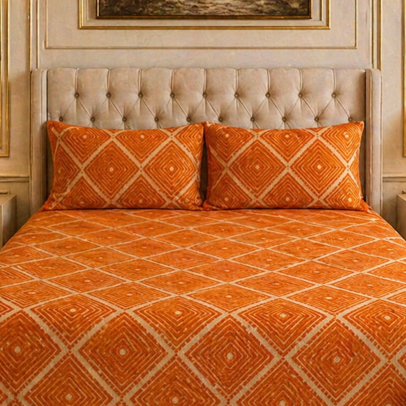 SonataCloud 4 Pcs Fleece Bed Spread Set - Orange Colour