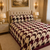 SonataCloud 4 Pcs Fleece Bed Spread Set - Red&offwhite Colour