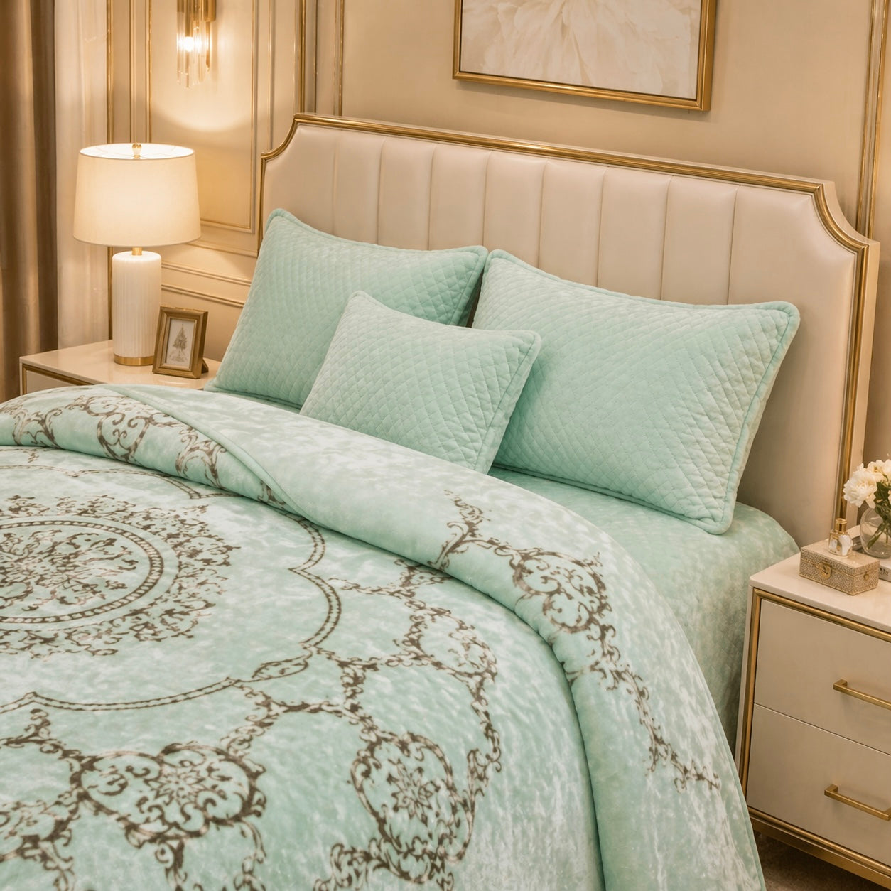 Sonata Cloud Double Bed Cloudy Blanket 2 Ply in Poly Bag - Light Green Colour