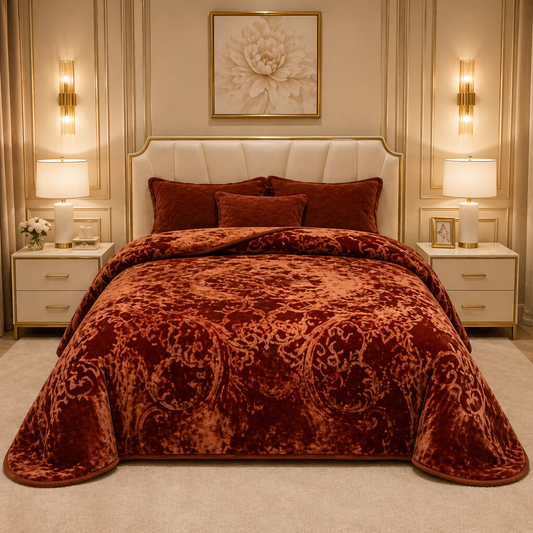 Sonata Cloud Double Bed Cloudy Blanket 2 Ply in Poly Bag - Brown Colour
