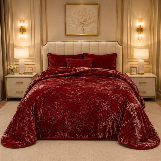 Sonata Cloud Double Bed Cloudy Blanket 2 Ply in Poly Bag - Maroon Colour