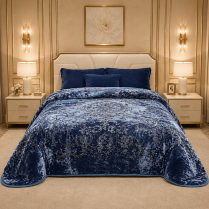 Sonata Cloud Double Bed Cloudy Blanket 2 Ply in Poly Bag - navy Blue Colour