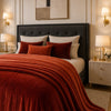 Spring Vale Jacquard Fleece King Size Blanket 1 Ply - Rust Red Colour