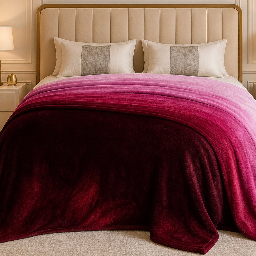 Spring Vale Jacquard Fleece King Size Blanket 1 Ply - Maroon Colour