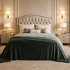 Spring Vale Jacquard Fleece King Size Blanket 1 Ply - Green Colour