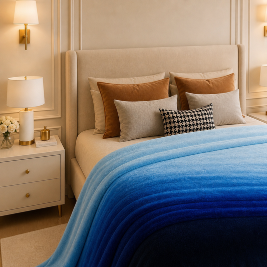 Spring Vale Jacquard Fleece King Size Blanket 1 Ply - Blue Colour