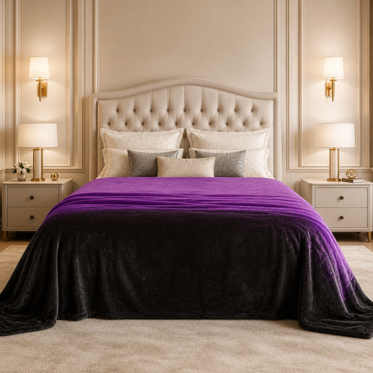Spring Vale Jacquard Fleece King Size Blanket 1 Ply - Purple Colour