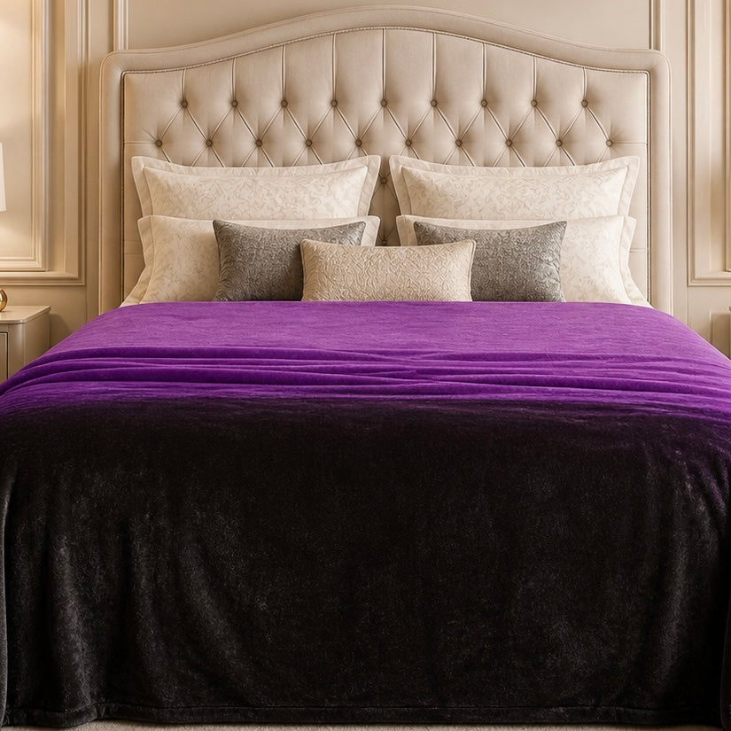 Spring Vale Jacquard Fleece King Size Blanket 1 Ply - Purple Colour