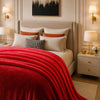 Spring Vale Jacquard Fleece King Size Blanket 1 Ply - Red Colour