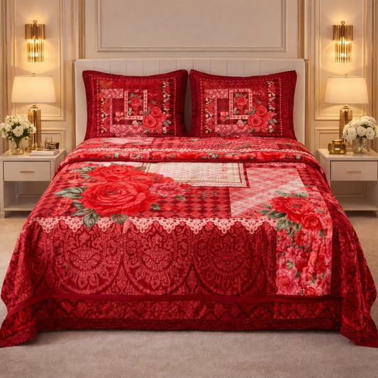 Tempest Luxe 4 Pcs Bed Spread Set Box - Red Colour