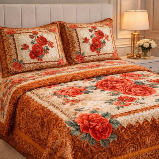 Tempest Luxe 4 Pcs Bed Spread Set Box - Brown Colour