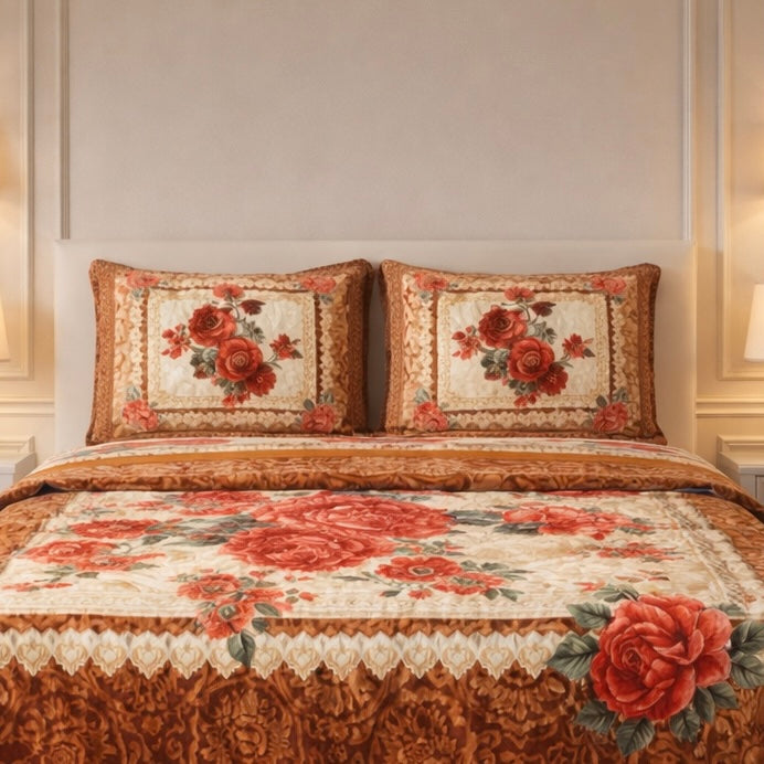Tempest Luxe 4 Pcs Bed Spread Set Box - Brown Colour