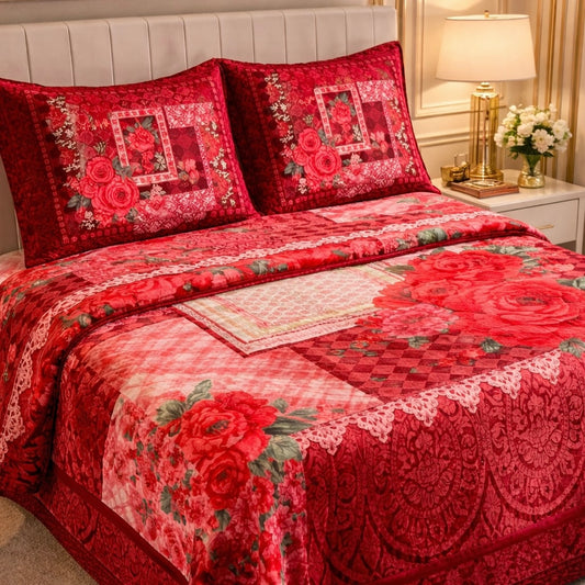 Tempest Luxe 4 Pcs Bed Spread Set Box - Red Colour
