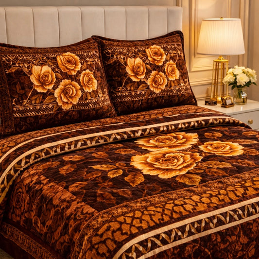 Tempest Luxe 4 Pcs Bed Spread Set Box - Dark Brown Colour
