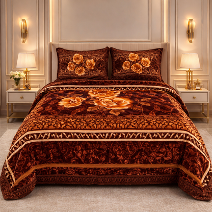 Tempest Luxe 4 Pcs Bed Spread Set Box - Dark Brown Colour