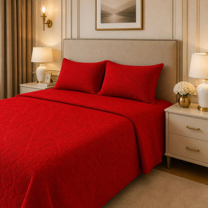 Uniloom Borderline Fleece King Size Blanket 1 Ply - Red Colour
