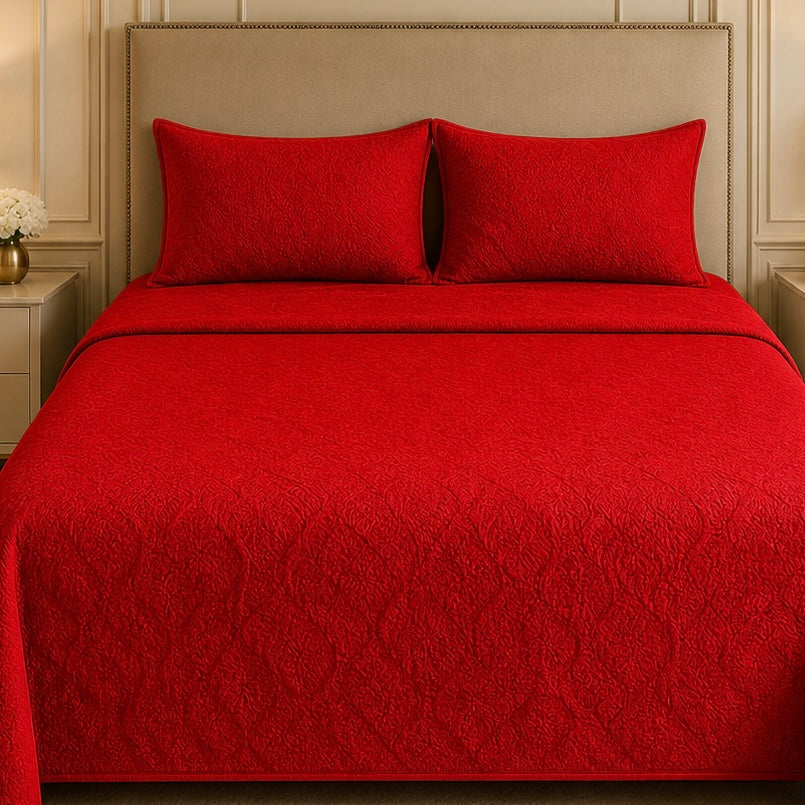 Uniloom Borderline Fleece King Size Blanket 1 Ply - Red Colour